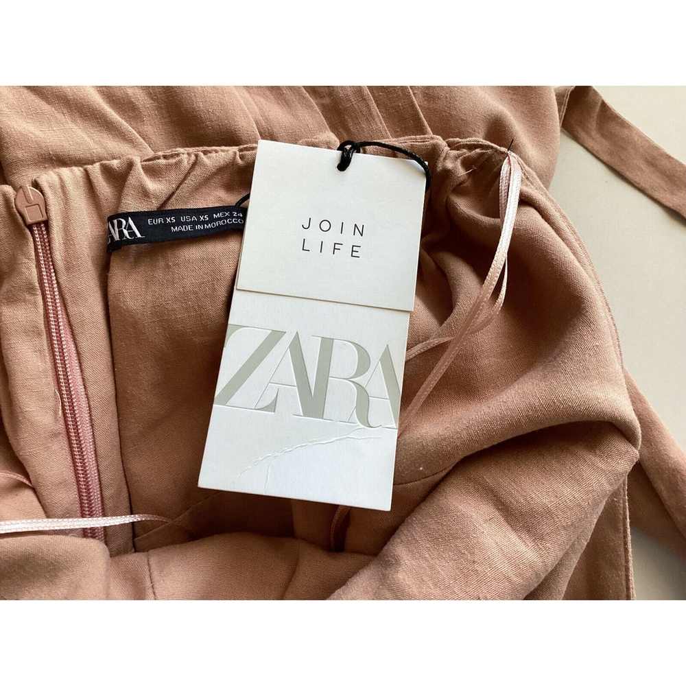 NWT Zara Dusty Pink Jumpsuit Halter Tie Belt Backless Wide Leg Size XS - Picture 8 of 8